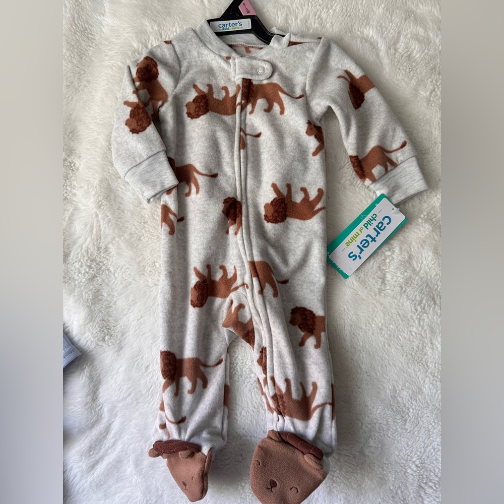 Carter's Gray and Brown Lion Pattern Footie
